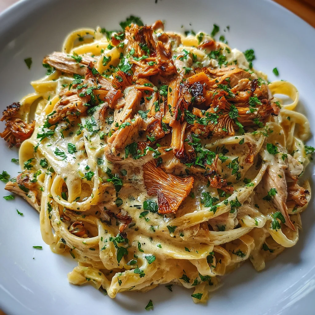 Luxurious Creamy Oyster Mushroom Pasta with Garlic Herb White Wine Sauce