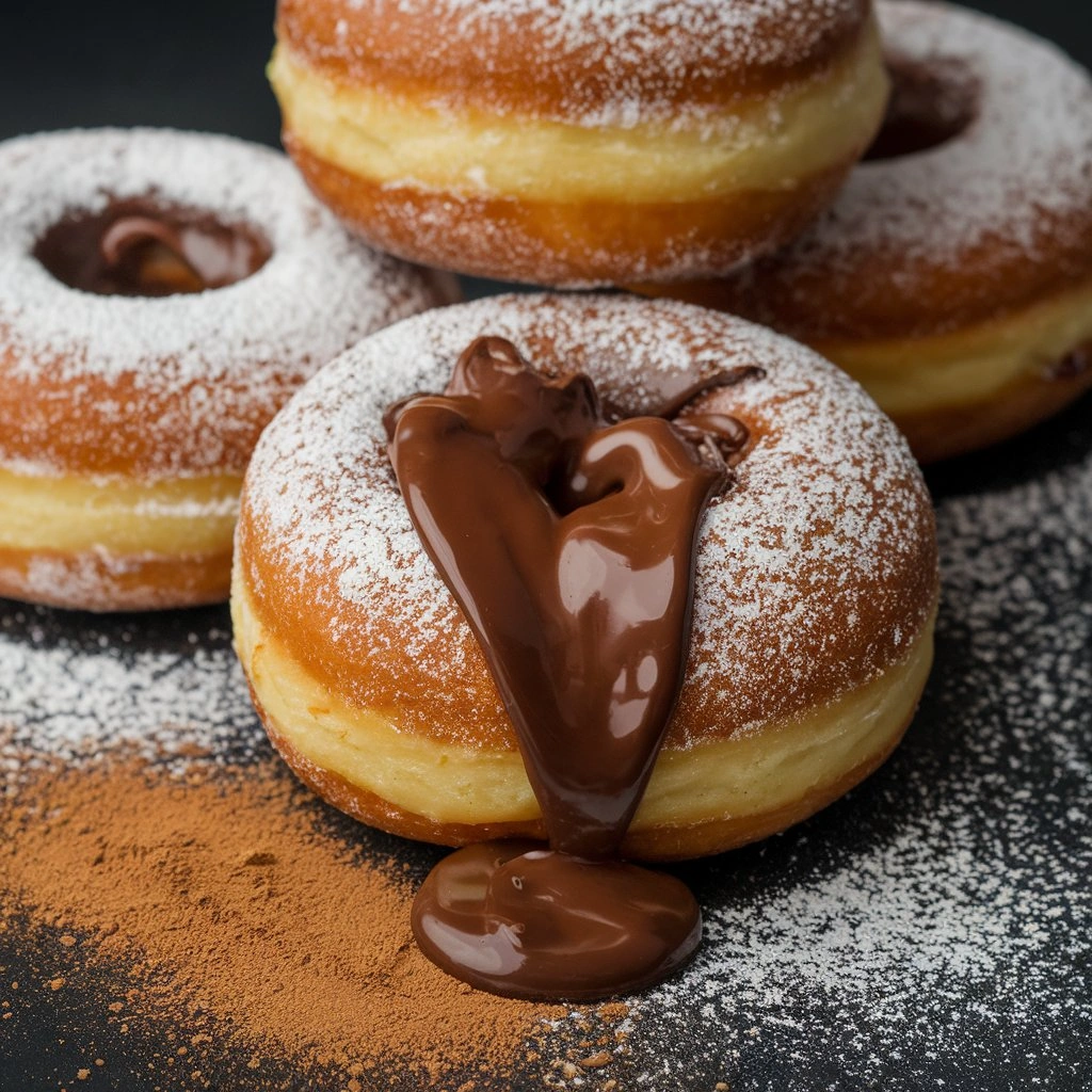 Chocolate Cream-Filled Doughnuts with Espresso Sugar