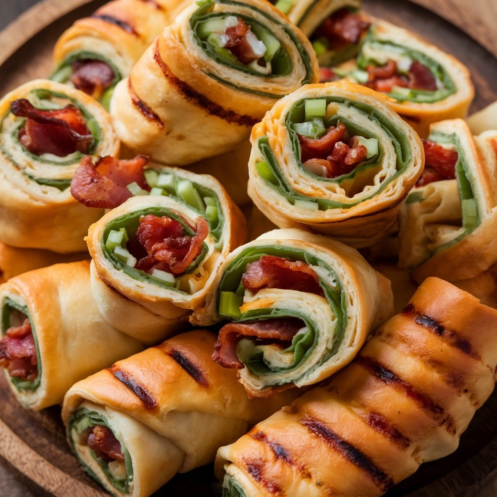 Cheesy Bacon and Green Onion Roll Ups