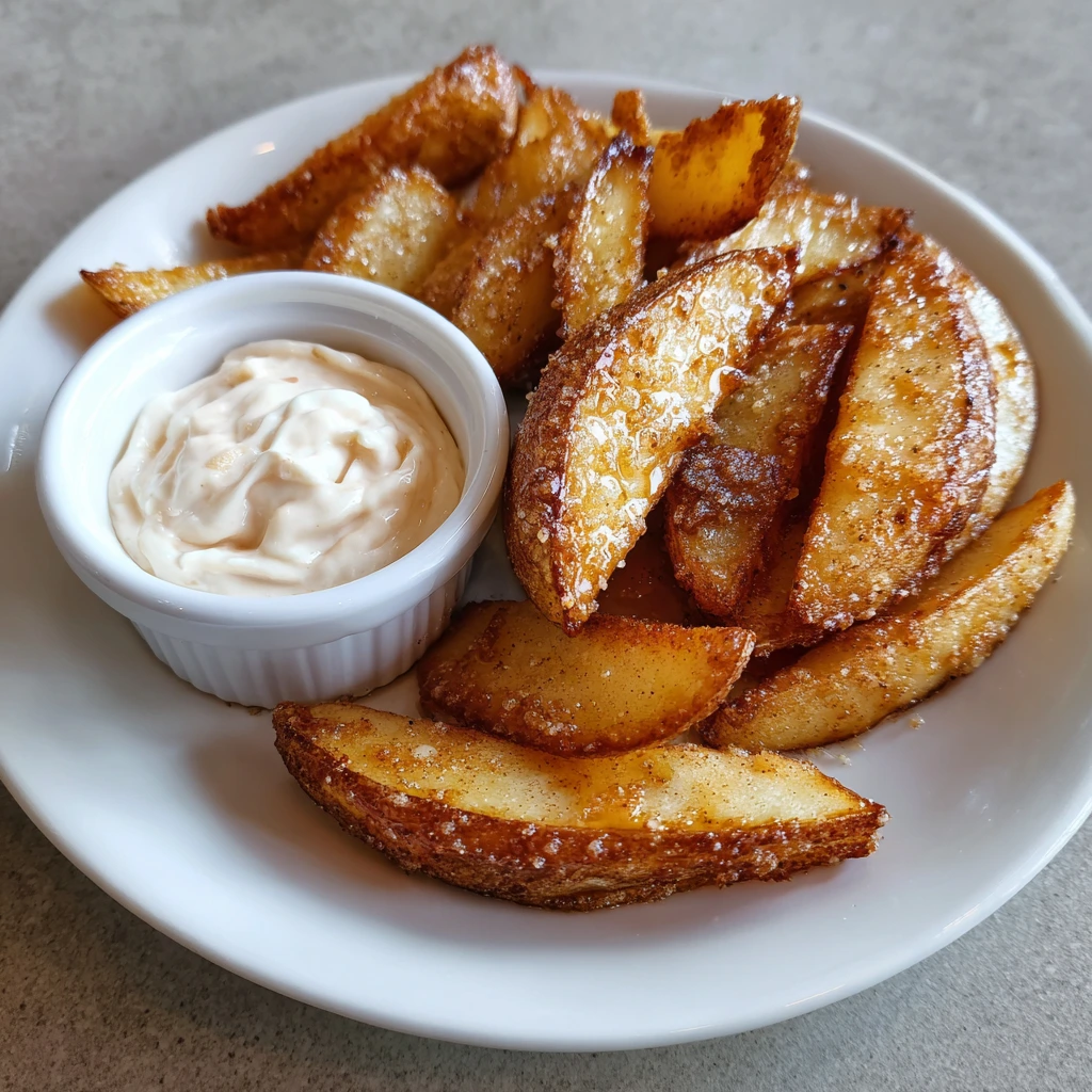 Crispy Air Fried Apple Wedges with Sweet Caramel Whipped Cream Dipping Sauce