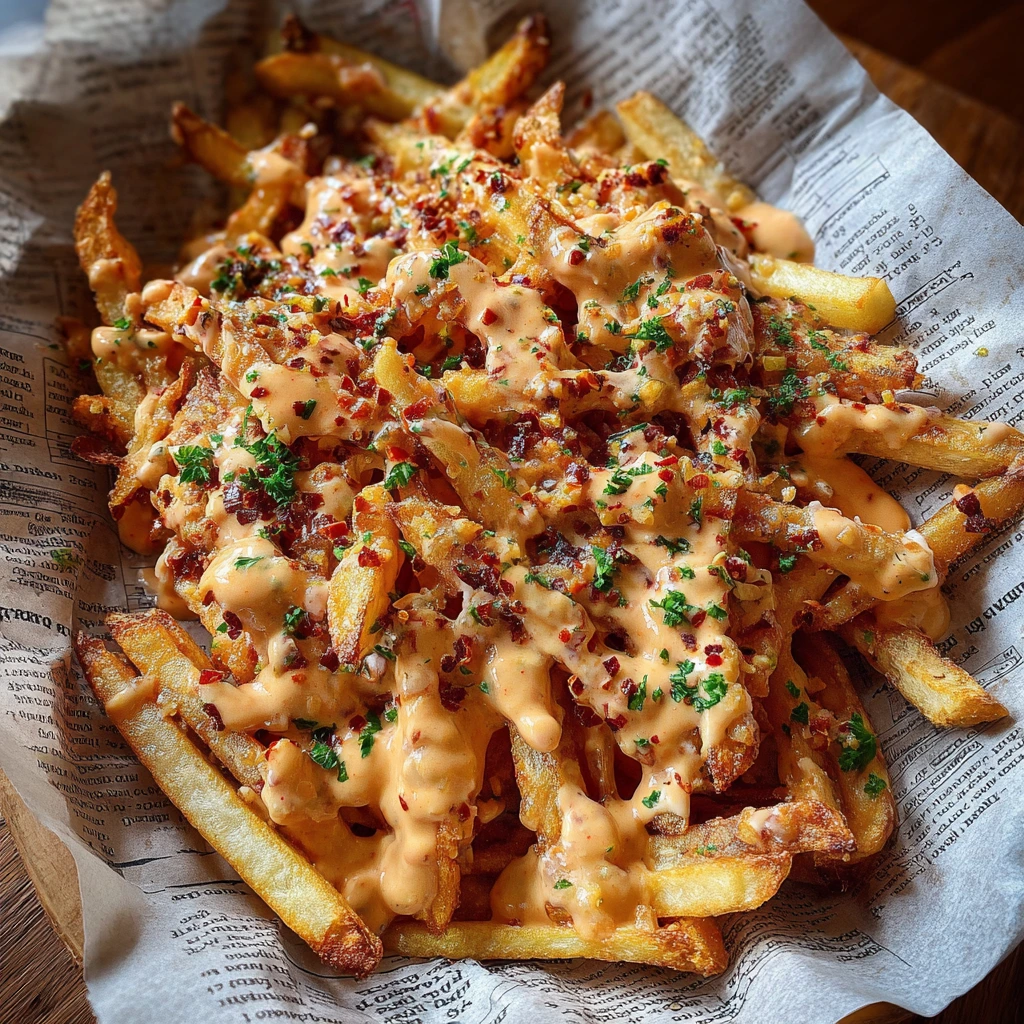 Ultimate Animal Style Fries with Savory Sauce and Melted Cheese
