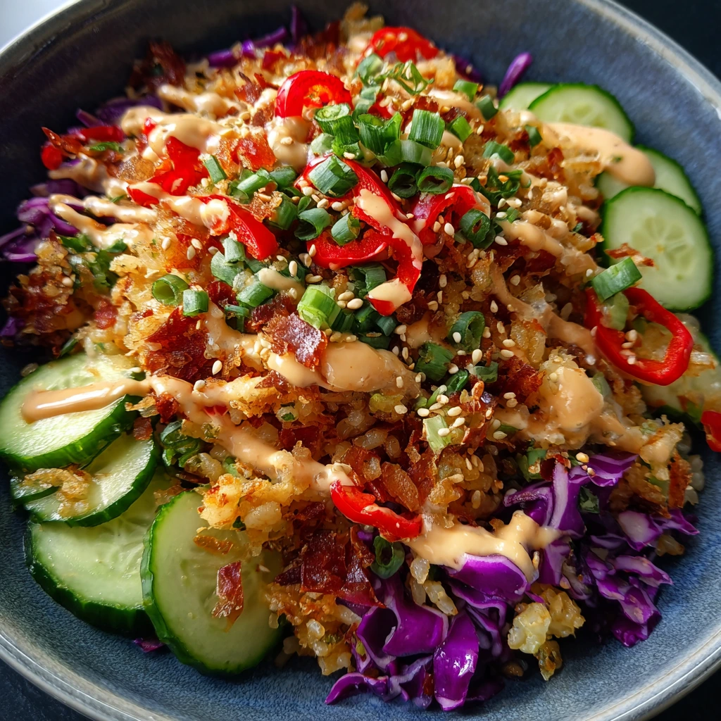 Deliciously Zesty Asian Crispy Rice Salad with Fresh Herbs and Crunchy Vegetables