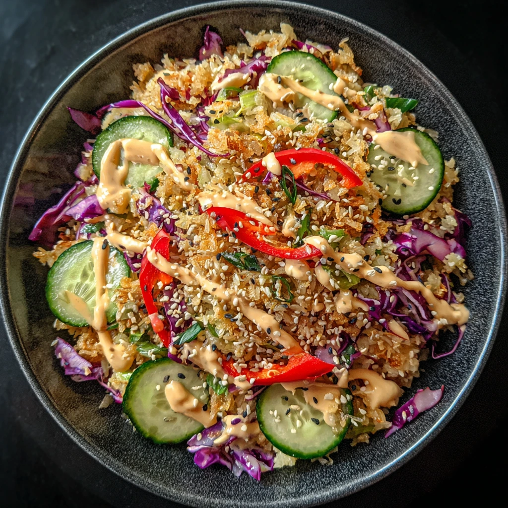 Deliciously Zesty Asian Crispy Rice Salad with Fresh Herbs and Crunchy Vegetables