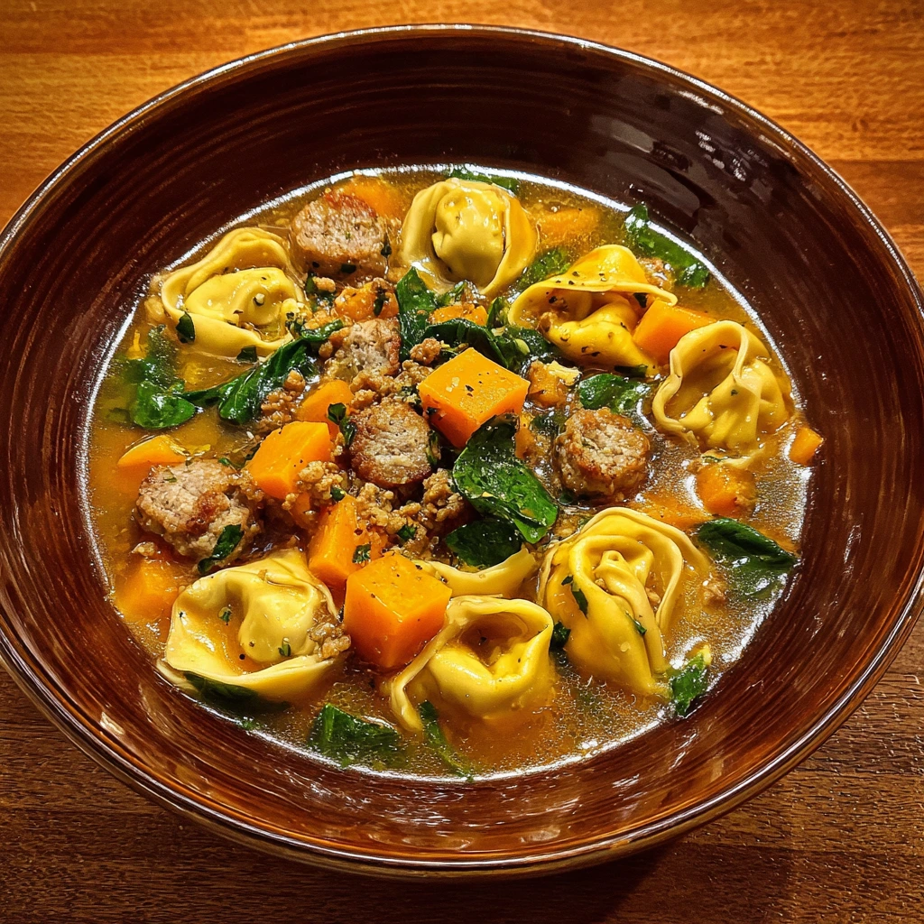 Hearty Autumn Tortellini Soup with Savory Sausage and Seasonal Vegetables