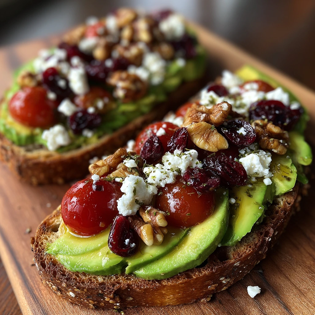Delicious Avocado Toast with Creamy Feta and Juicy Cherry Tomatoes