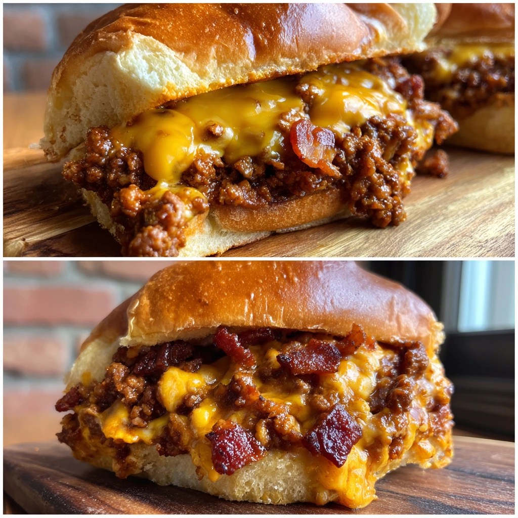 Savory Bacon Beer & Cheese Sloppy Joes with Tangy BBQ Sauce