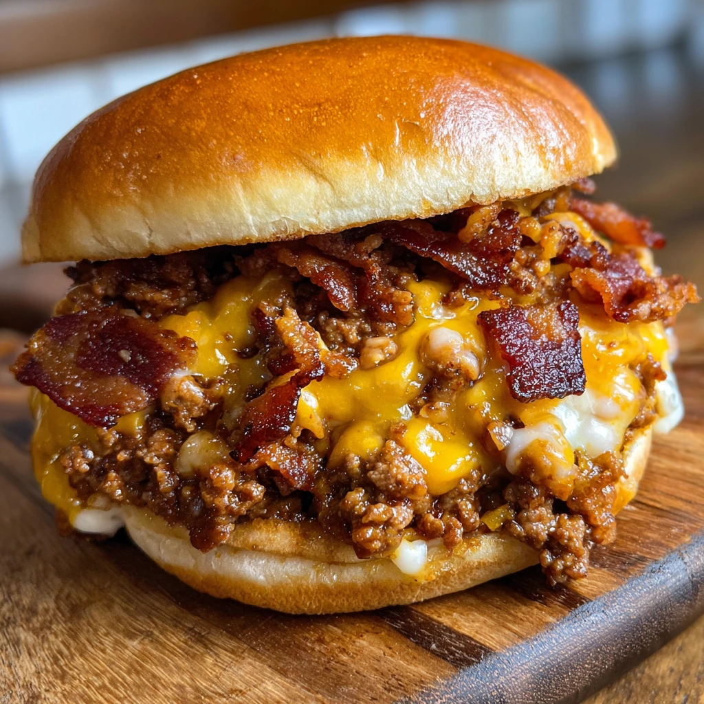 Savory Bacon Beer & Cheese Sloppy Joes with Tangy BBQ Sauce