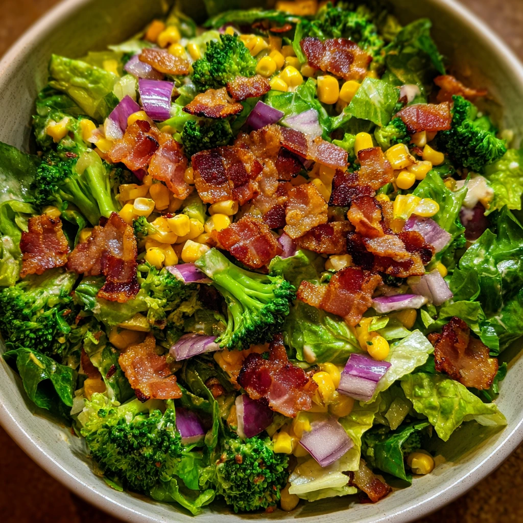 Savory Bacon Ranch Chopped Salad with Crispy Greens and Creamy Dressing