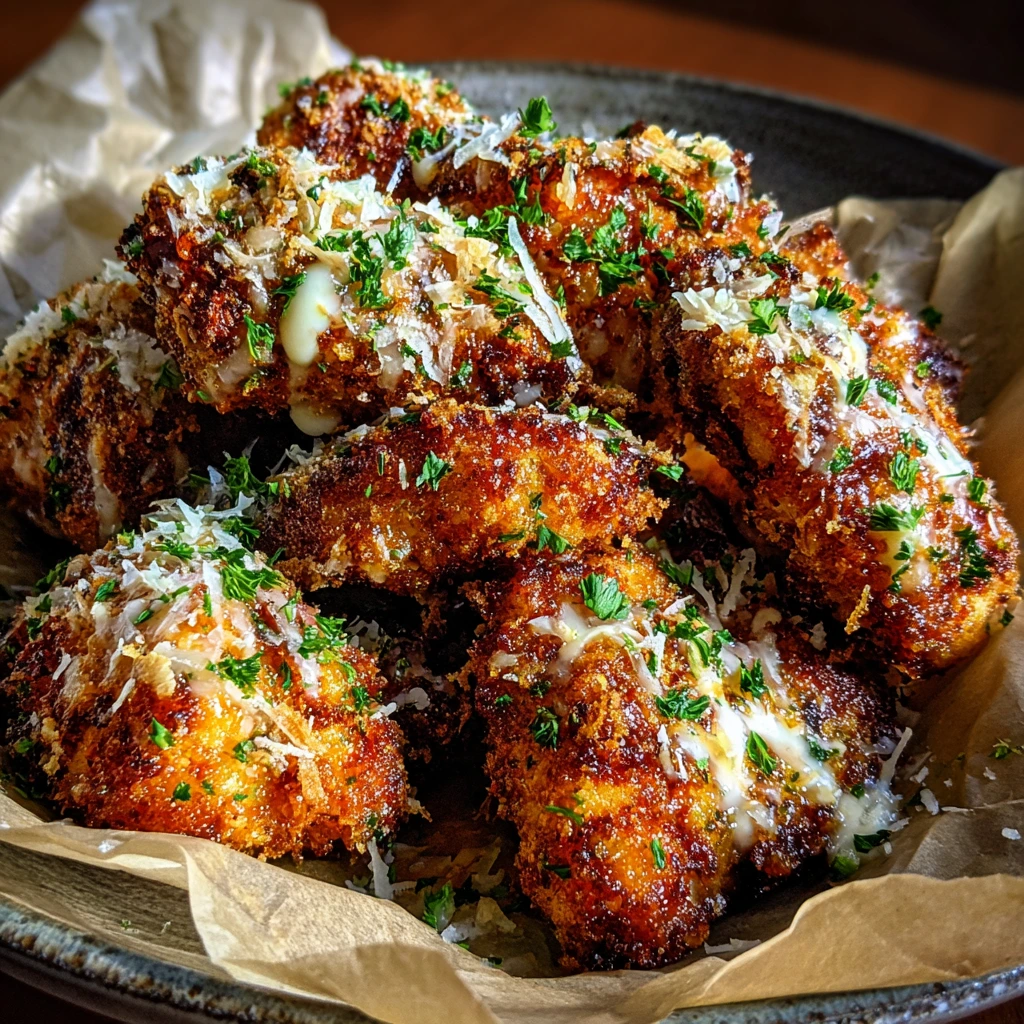 Crispy Baked Garlic Parmesan Boneless Wings with Herb Infusion