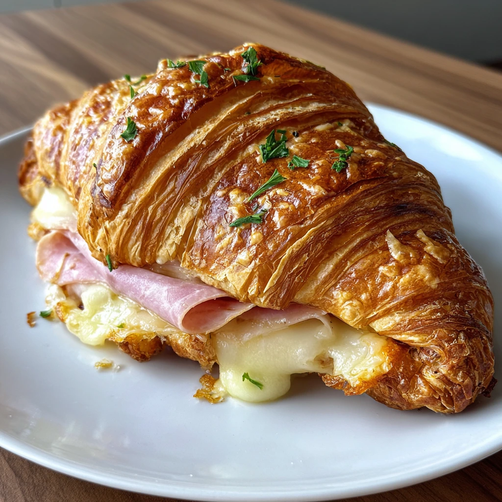 Savory Baked Ham and Cheese Croissants with Dijon Mustard and Herbs