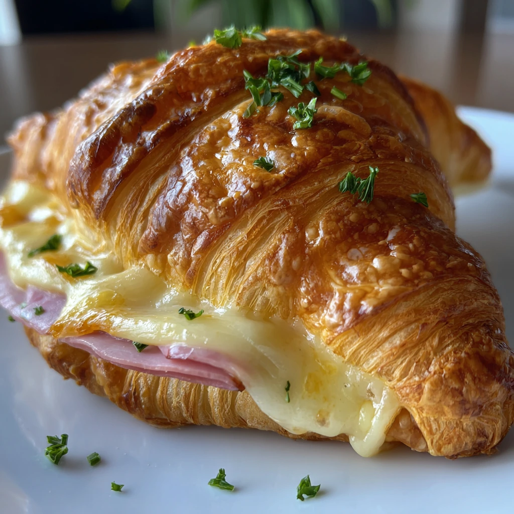 Savory Baked Ham and Cheese Croissants with Dijon Mustard and Herbs