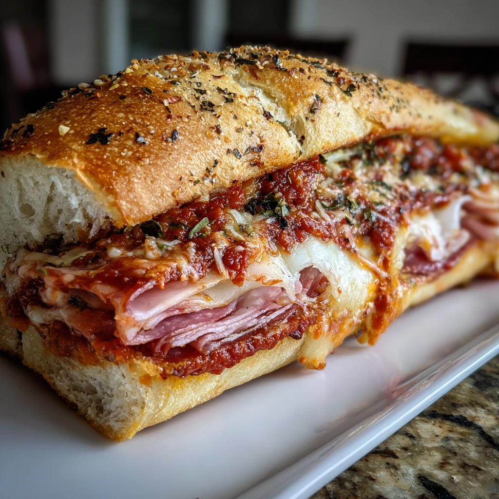 Savory Baked Italian Grinder Sandwiches with Pepperoni, Salami, and Provolone
