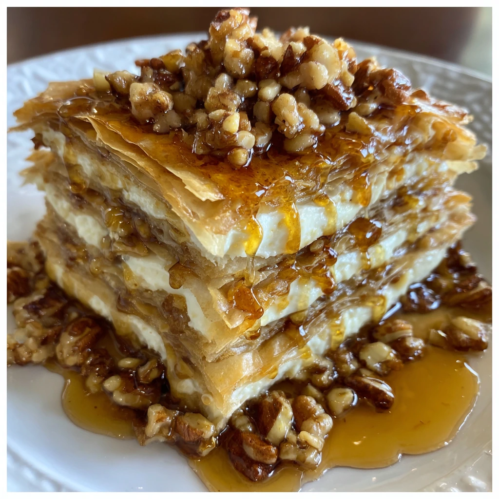 Luscious Baklava Cheesecake Phyllo Cookies with Honey Drizzle