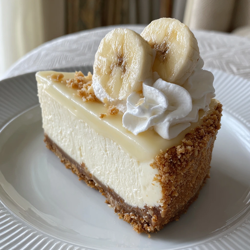 Decadent Banana Cream Cheesecake with Creamy Vanilla Topping