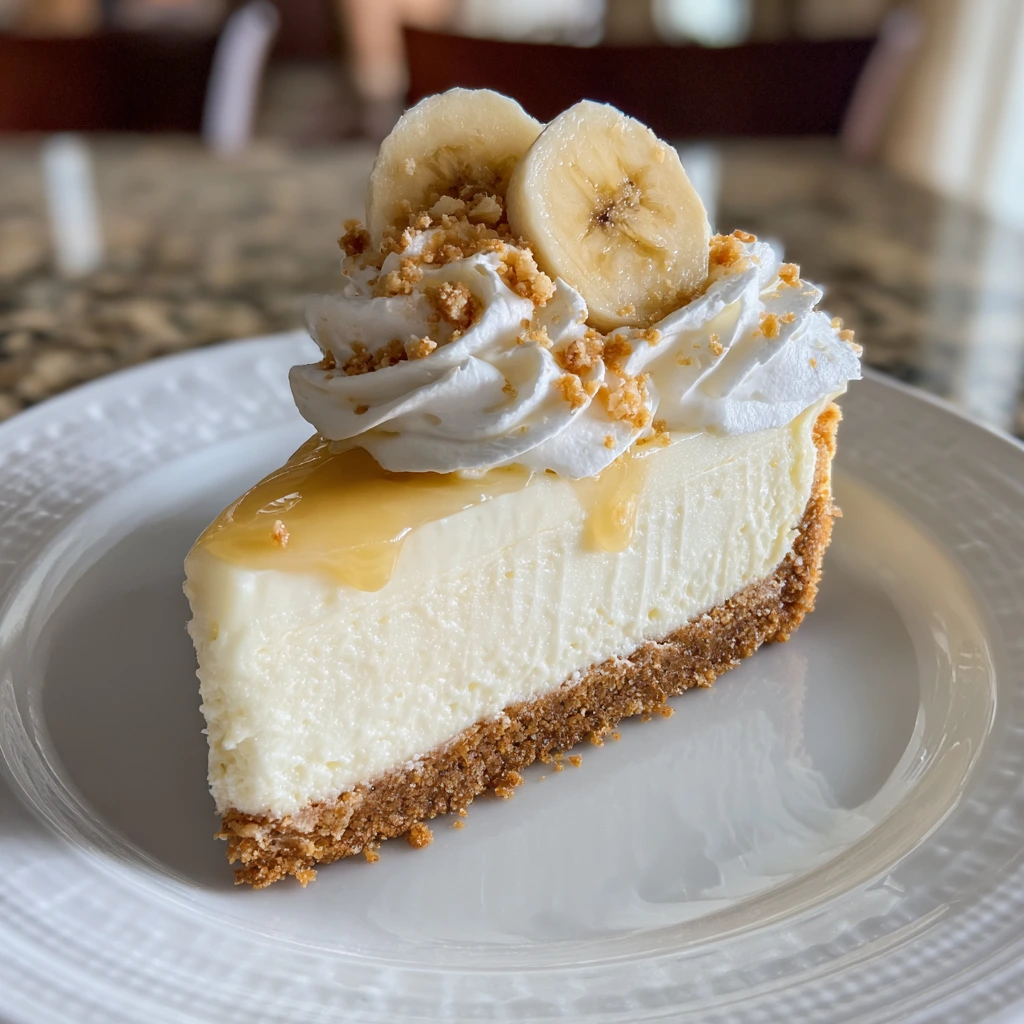 Decadent Banana Cream Cheesecake with Creamy Vanilla Topping