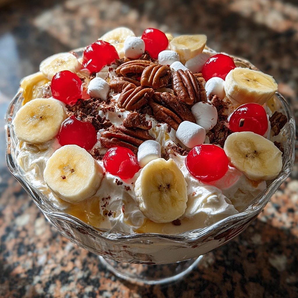 Irresistibly Sweet Banana Split Fluff Salad with Creamy Whipped Topping