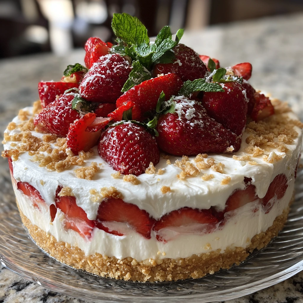 Berrylicious Strawberry Crunch Cheese Cake with a Delightful Crunchy Topping