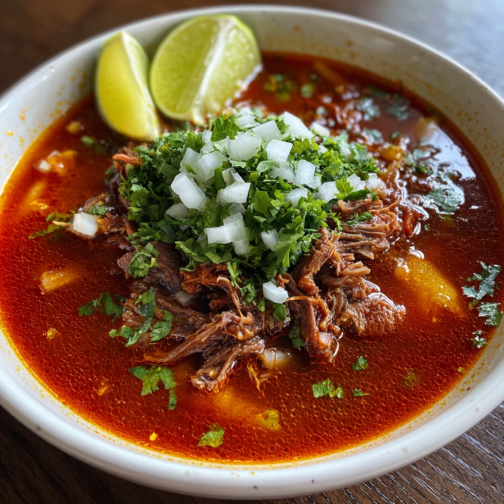Savory Beef Birria Tacos with Rich Adobo Sauce and Fresh Herbs
