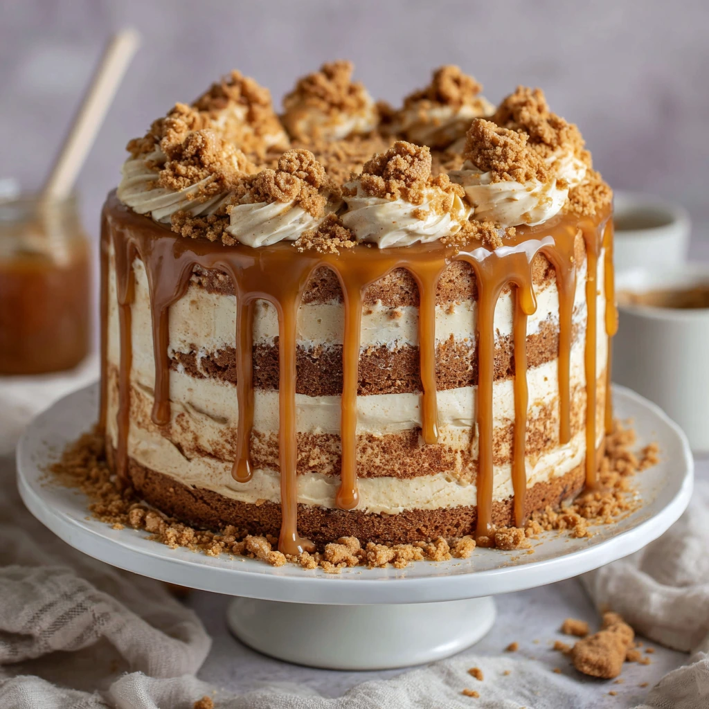 Decadent Biscoff Cookie Butter Cake with Creamy Frosting