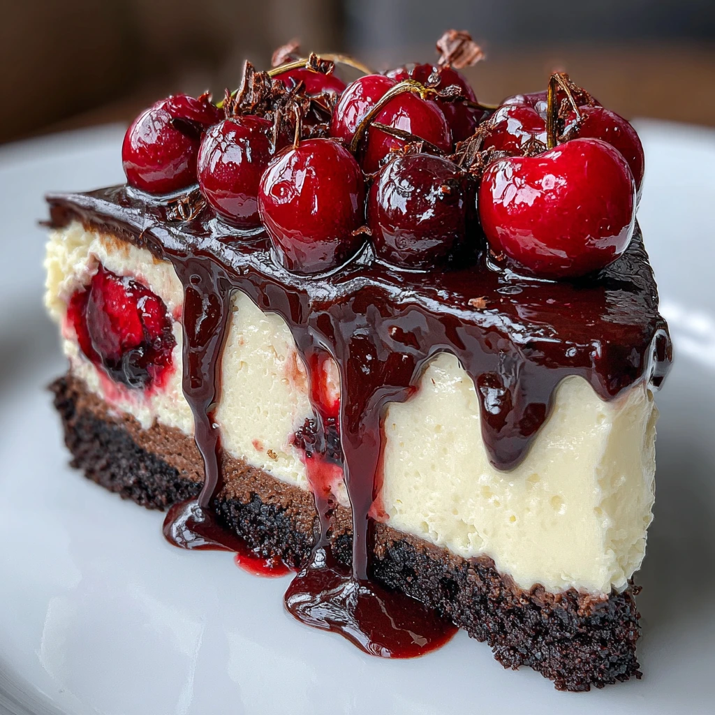 Decadent No-Bake Black Forest Cheesecake with Rich Chocolate and Cherries