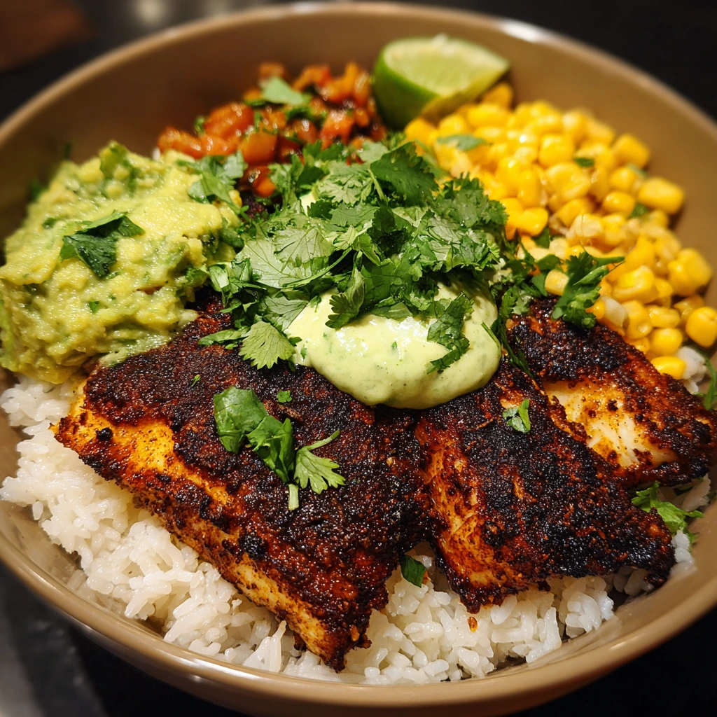 Deliciously Spicy Blackened Fish Taco Bowls with Zesty Lime and Fresh Veggies