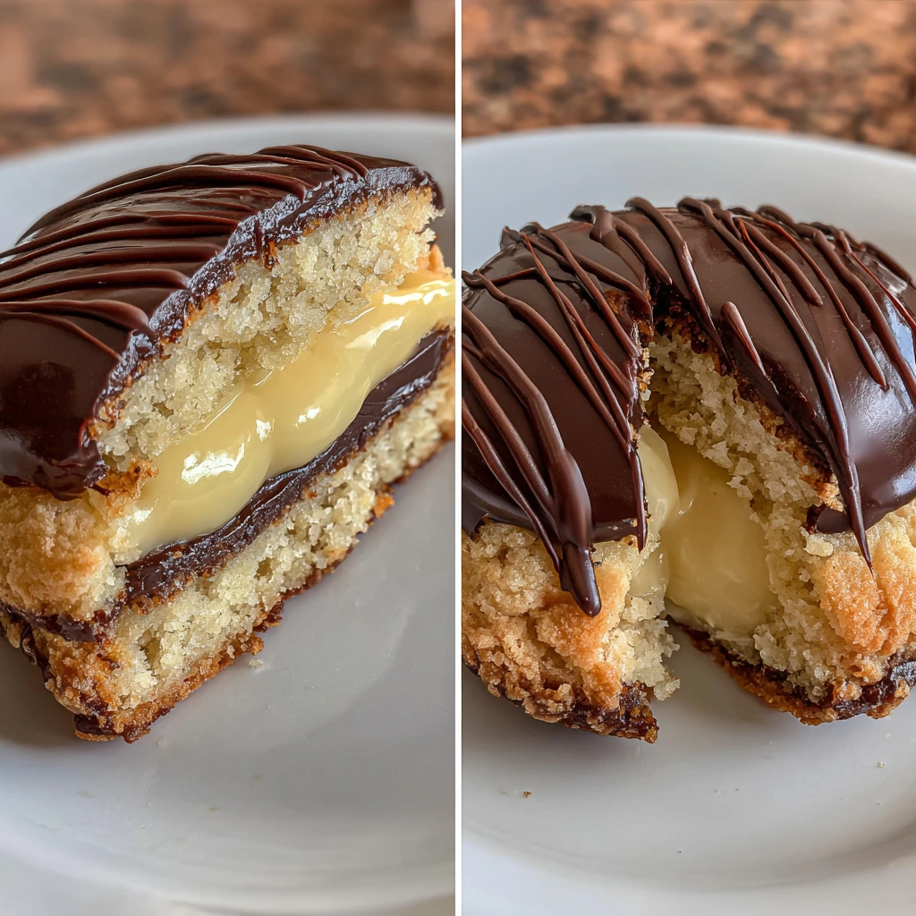 Decadent Boston Cream Pie Cookies with Custard Cream and Chocolate Glaze