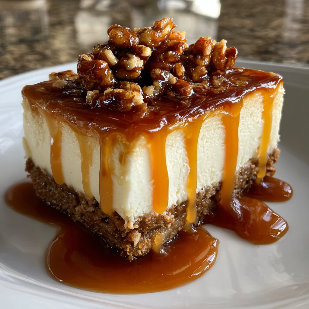 Decadent Bourbon Caramel Cheesecake with a Buttery Graham Crust