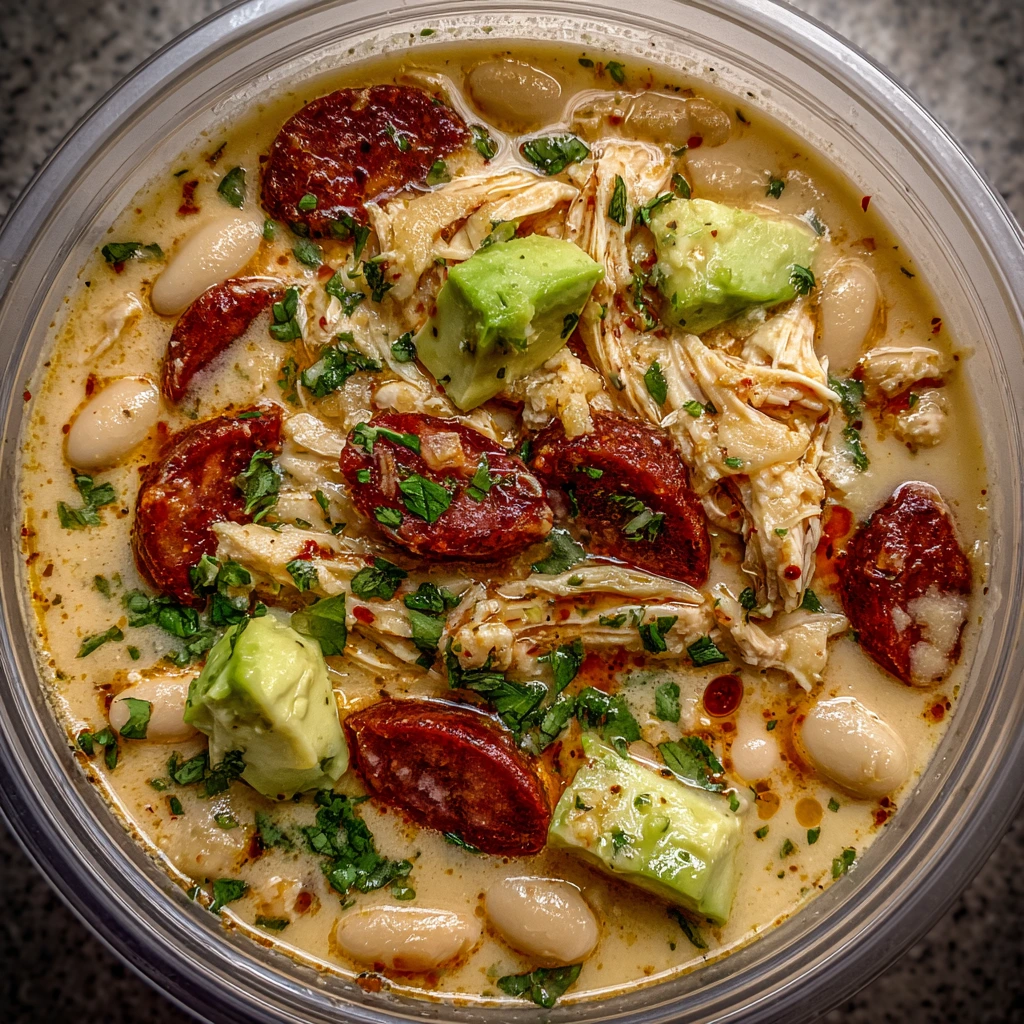Savory and Spicy Cajun White Chicken Chili with Creamy Beans