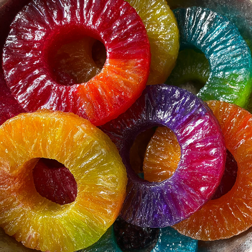 Delightfully Chewy Candied Pineapple Skittle Rings with Tropical Flavor
