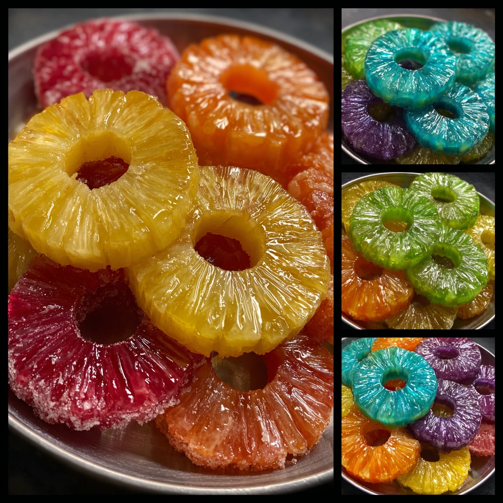Delightfully Chewy Candied Pineapple Skittle Rings with Tropical Flavor