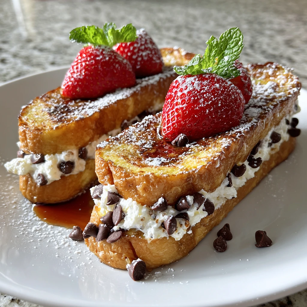 Decadent Cannoli French Toast with Sweet Ricotta and Chocolate Chips