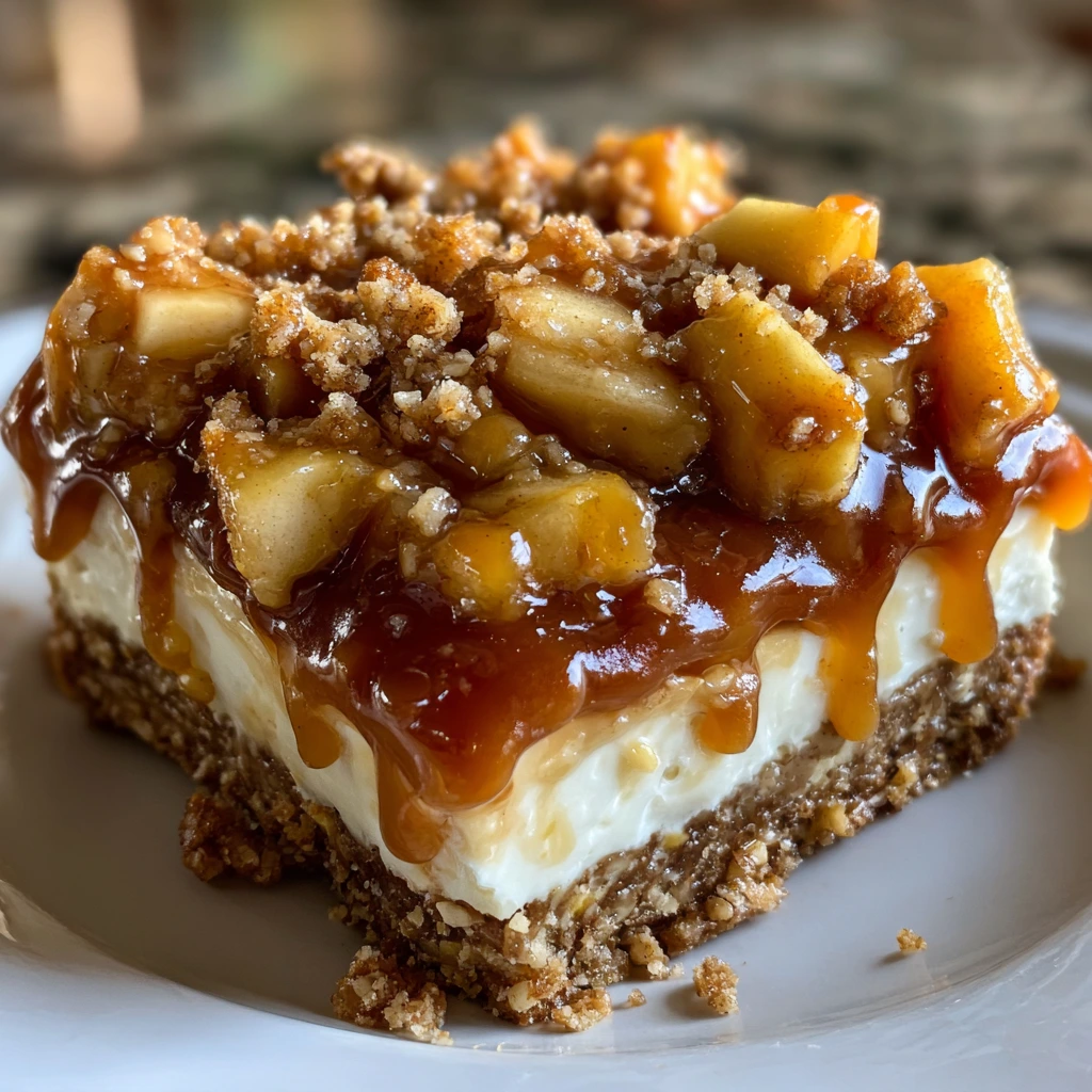 Delicious Caramel Apple Cheesecake Bars with Graham Cracker Crust