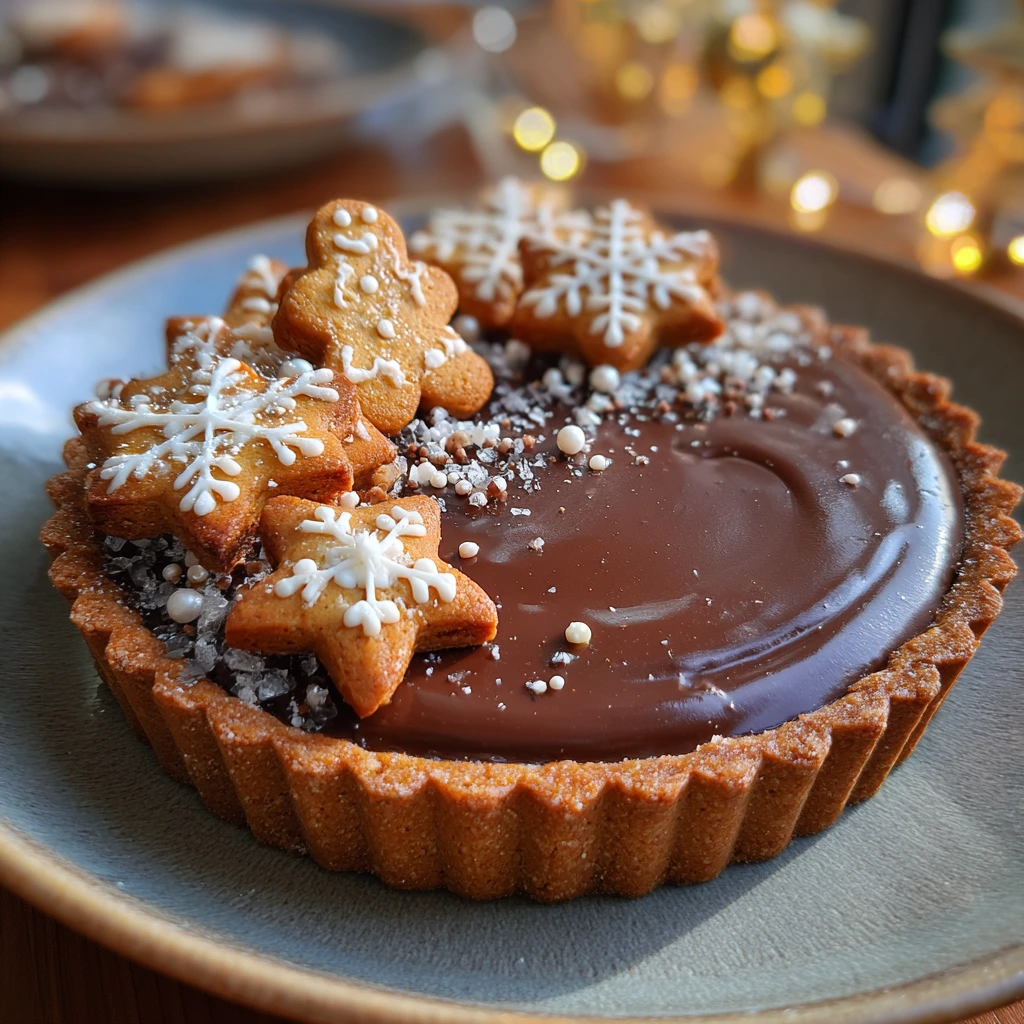 Delicious Caramel Tart with a Spiced Gingerbread Cookie Crust