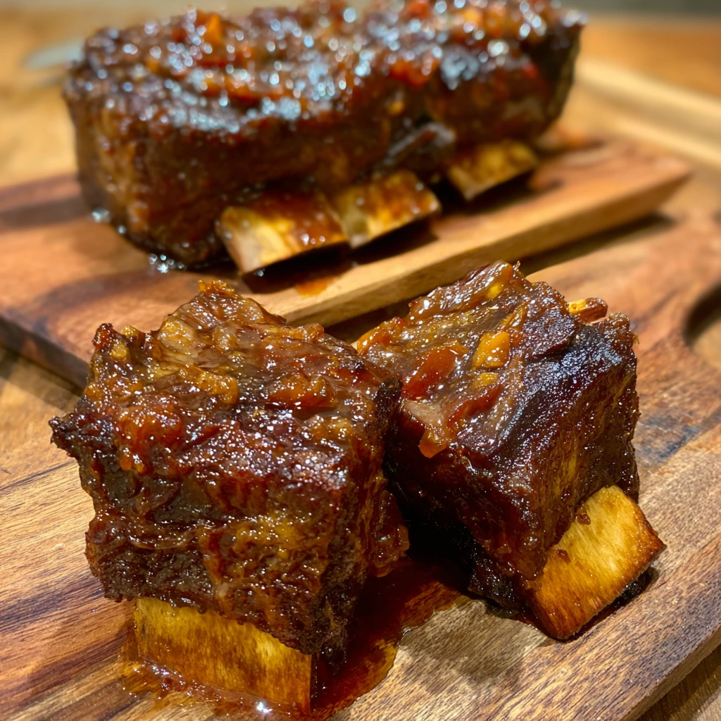 Savory Caramelized Slow Roast Asian Beef Short Ribs with Ginger and Soy Sauce