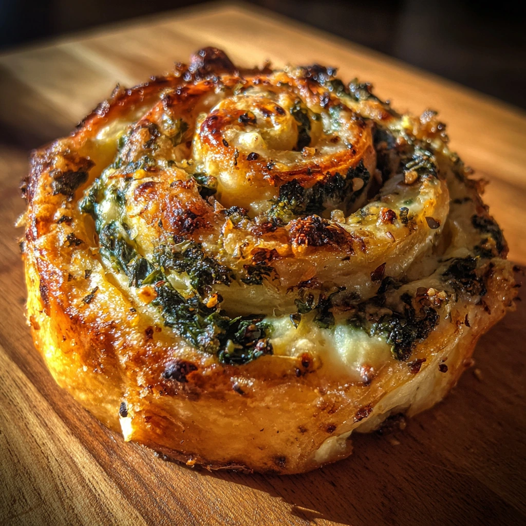 Savory Cheese and Spinach Pinwheels with Creamy Filling and Flaky Crust