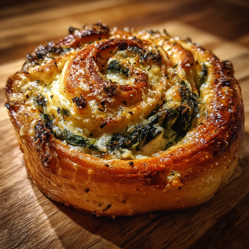 Savory Cheese and Spinach Pinwheels with Creamy Filling and Flaky Crust