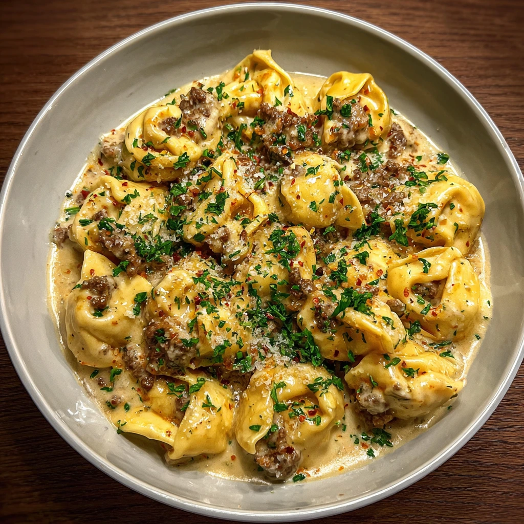Savory Cheesesteak Tortellini in Creamy Provolone Sauce Delight