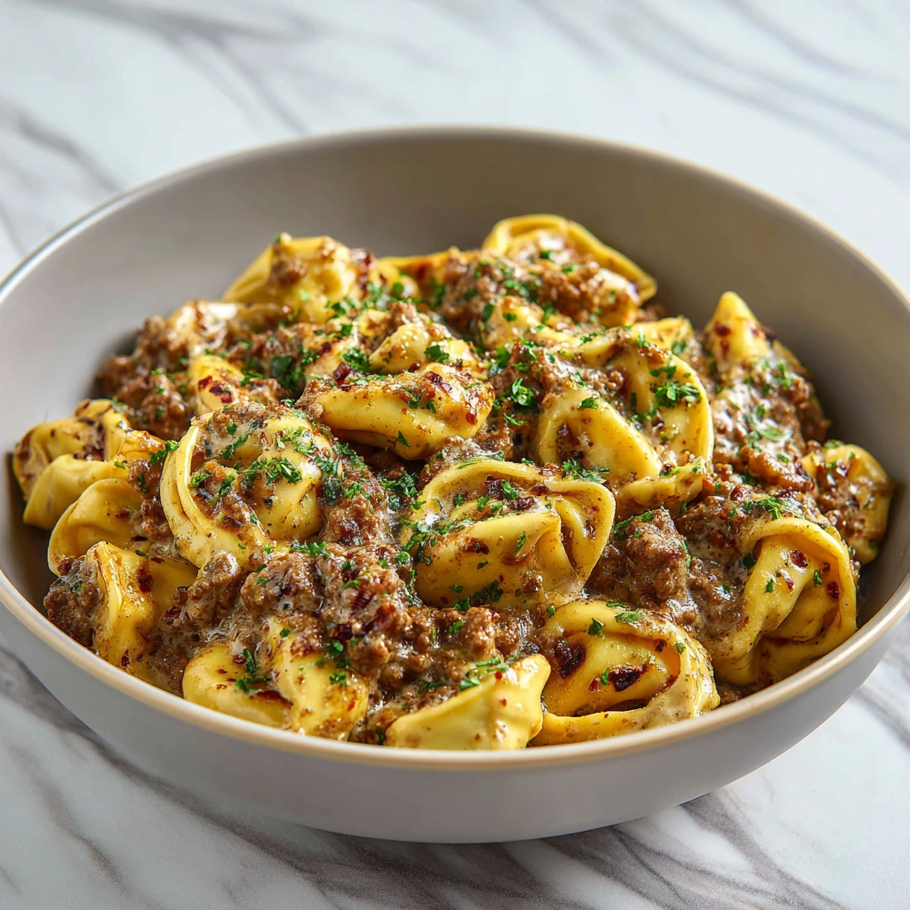 Savory Cheesesteak Tortellini Pasta with Bell Peppers and Onions