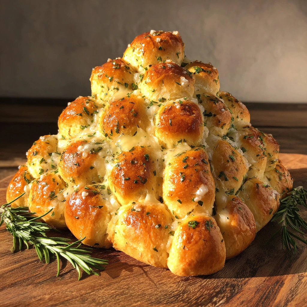 Deliciously Cheesy Pull-Apart Christmas Bread with Garlic and Herbs
