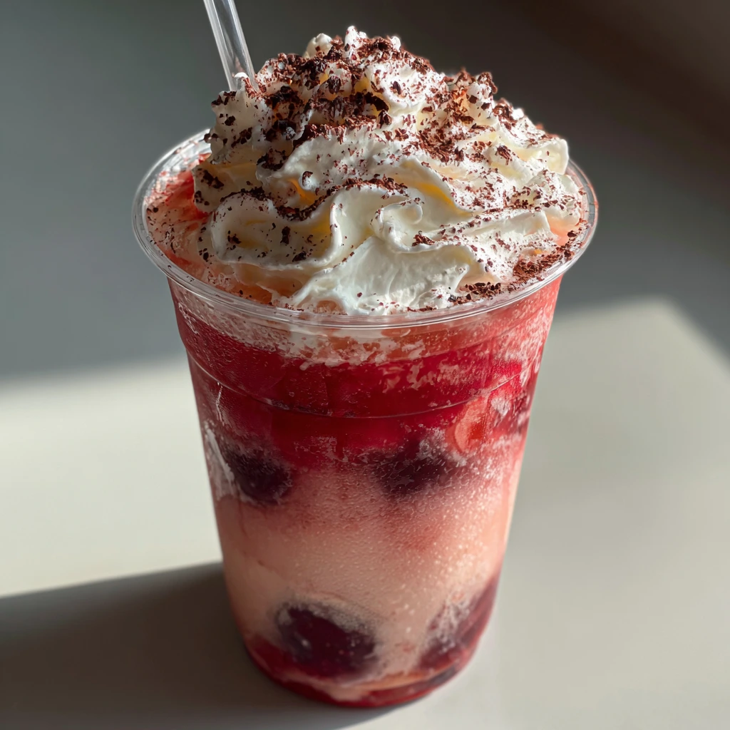 Deliciously Creamy Cherry Vanilla Iced Latte with Whipped Cream