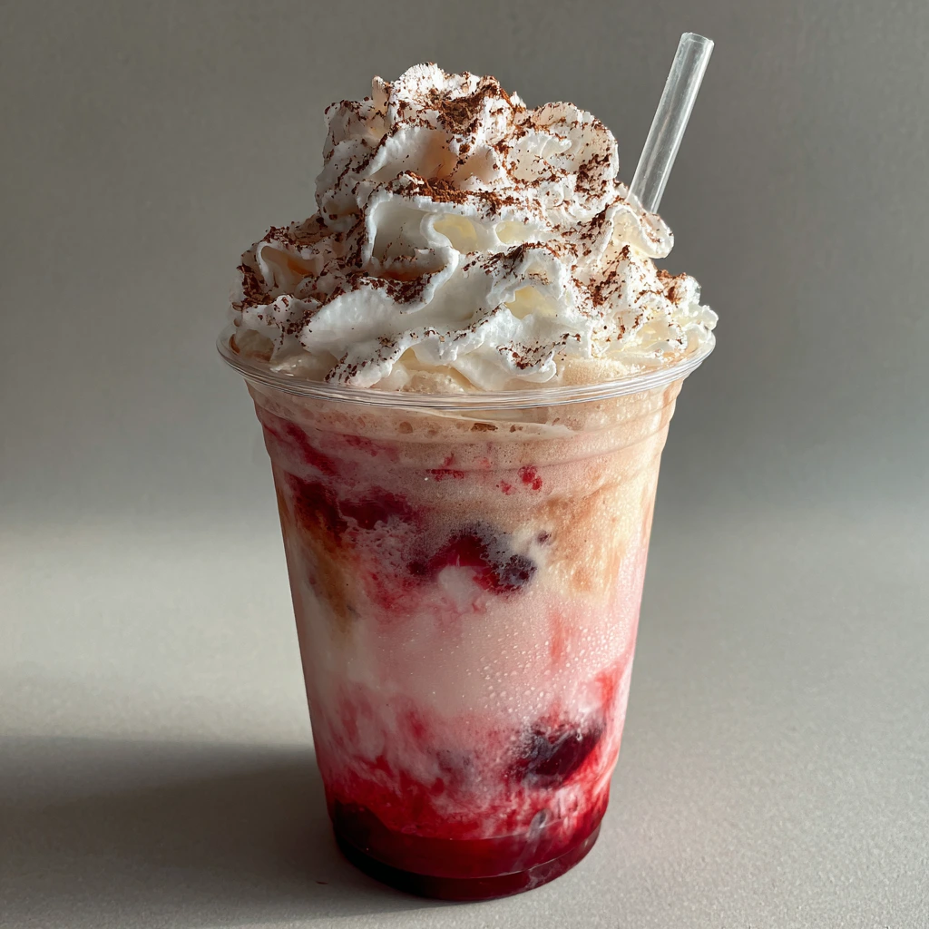 Deliciously Creamy Cherry Vanilla Iced Latte with Whipped Cream