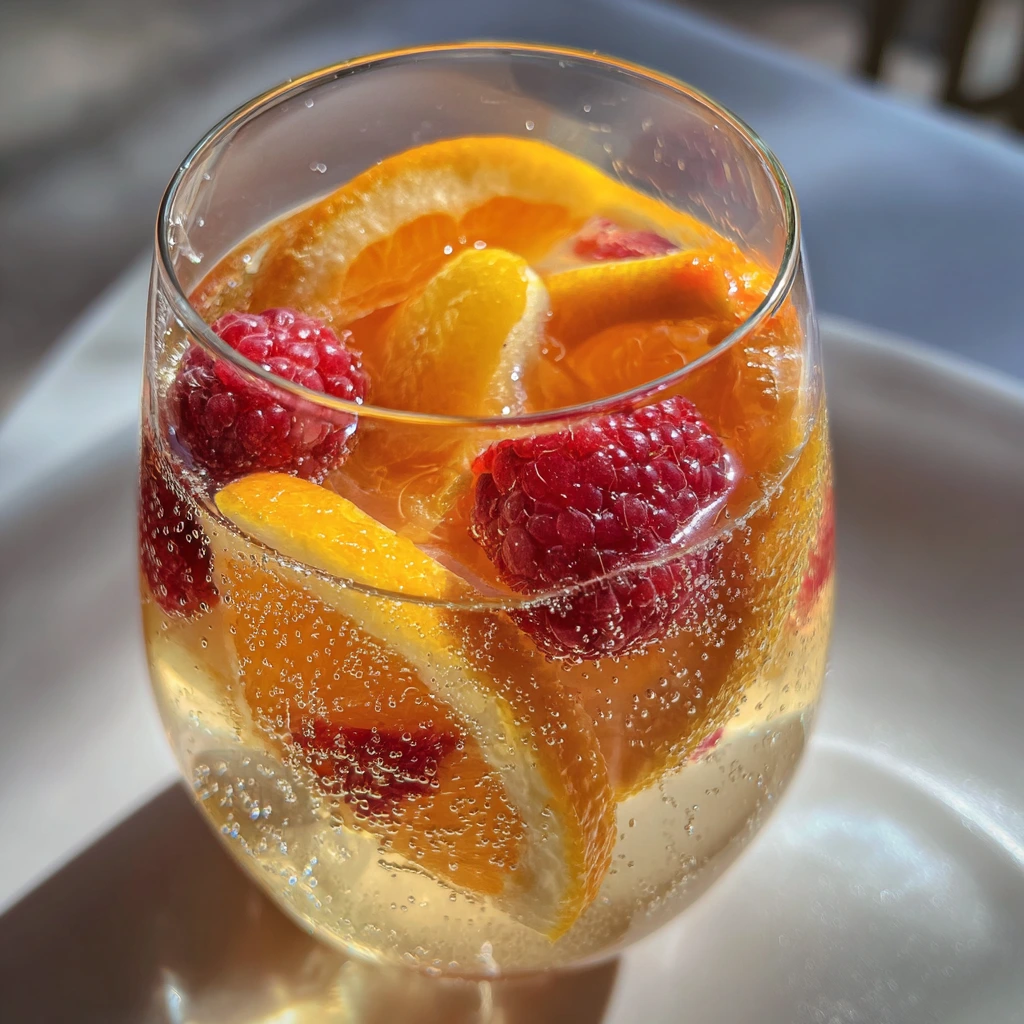 Delightfully Chilled Peach Moscato Sangria with Fresh Fruits and Herbs