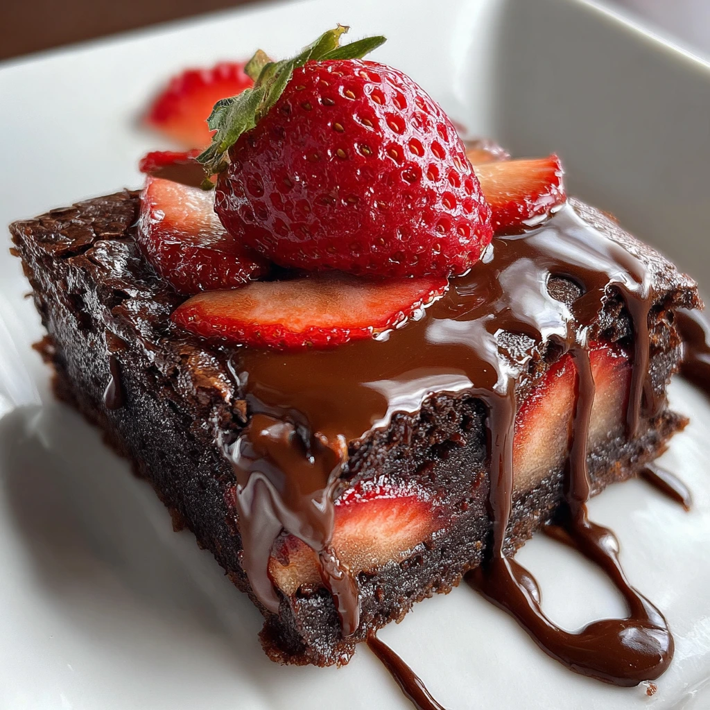 Decadent Chocolate Covered Strawberry Brownies with Creamy Ganache