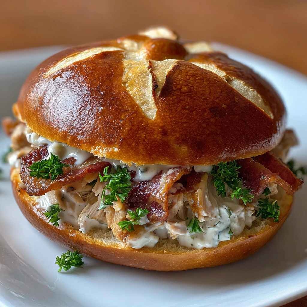 Savory Chopped Chicken Bacon Ranch Sandwich with Creamy Dressing and Fresh Veggies
