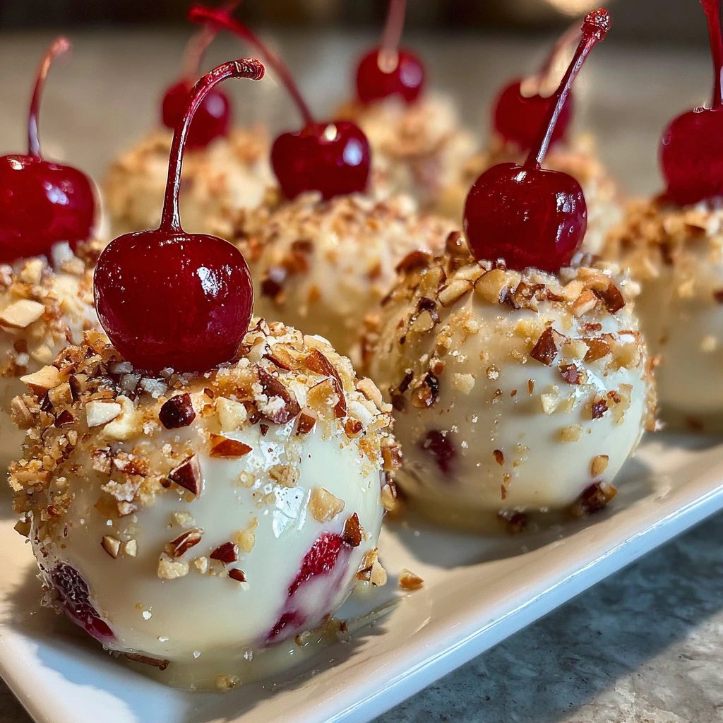 Delicious Festive Christmas Cherry Bombs with Cream Cheese and Chocolate