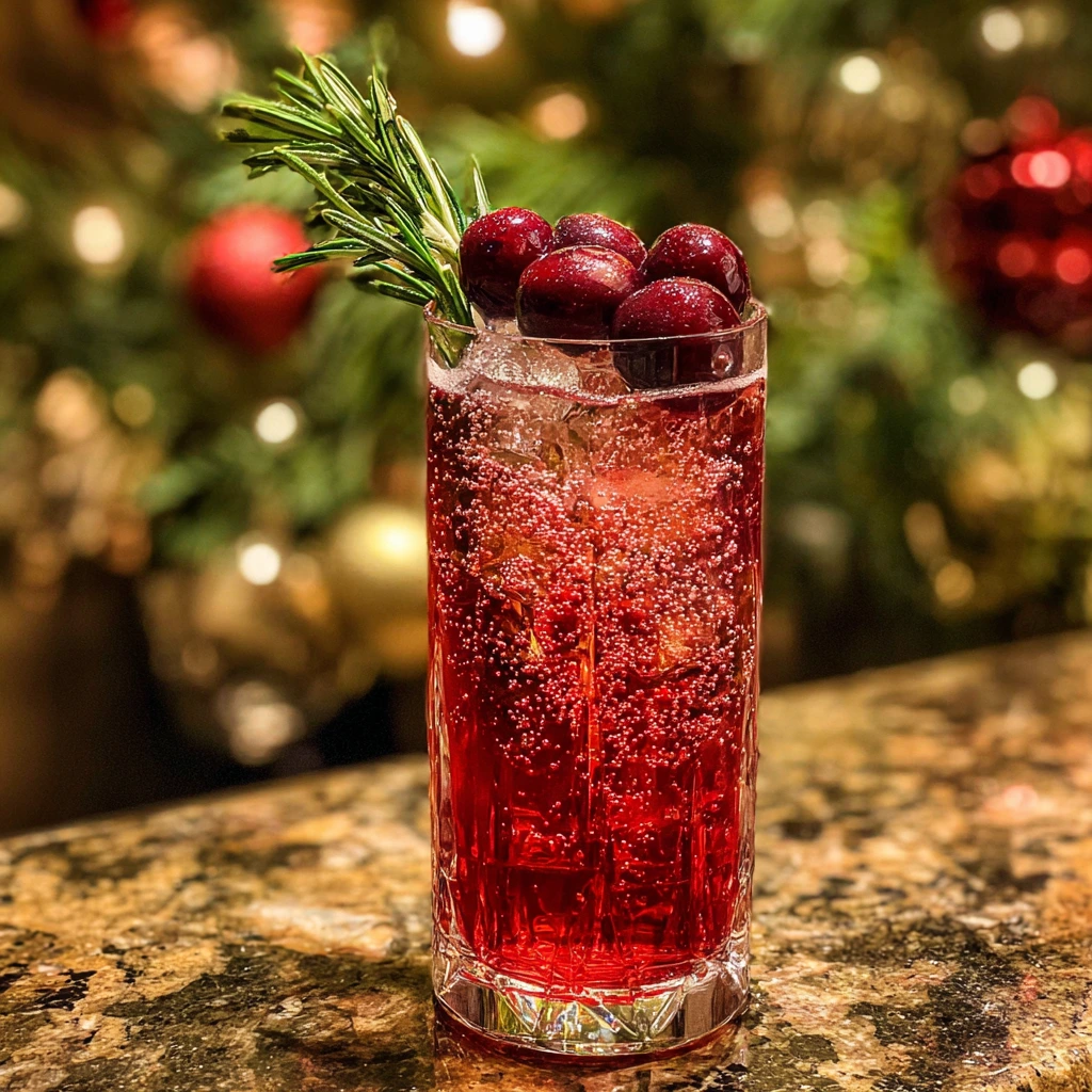 Festive Christmas Cherry Fizz Mocktail with Bubbly Sparkle and Sweet Flavor