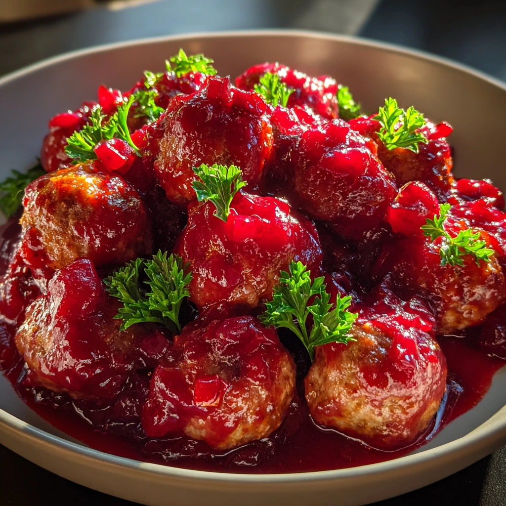 Savory-Sweet Christmas Cranberry Meatballs with a Tangy Glaze