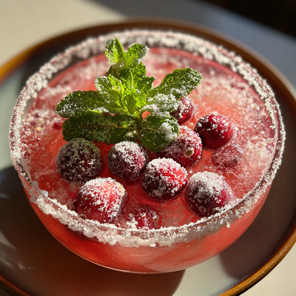Festive Christmas Mistletoe Margarita with Cranberry and Lime Zest