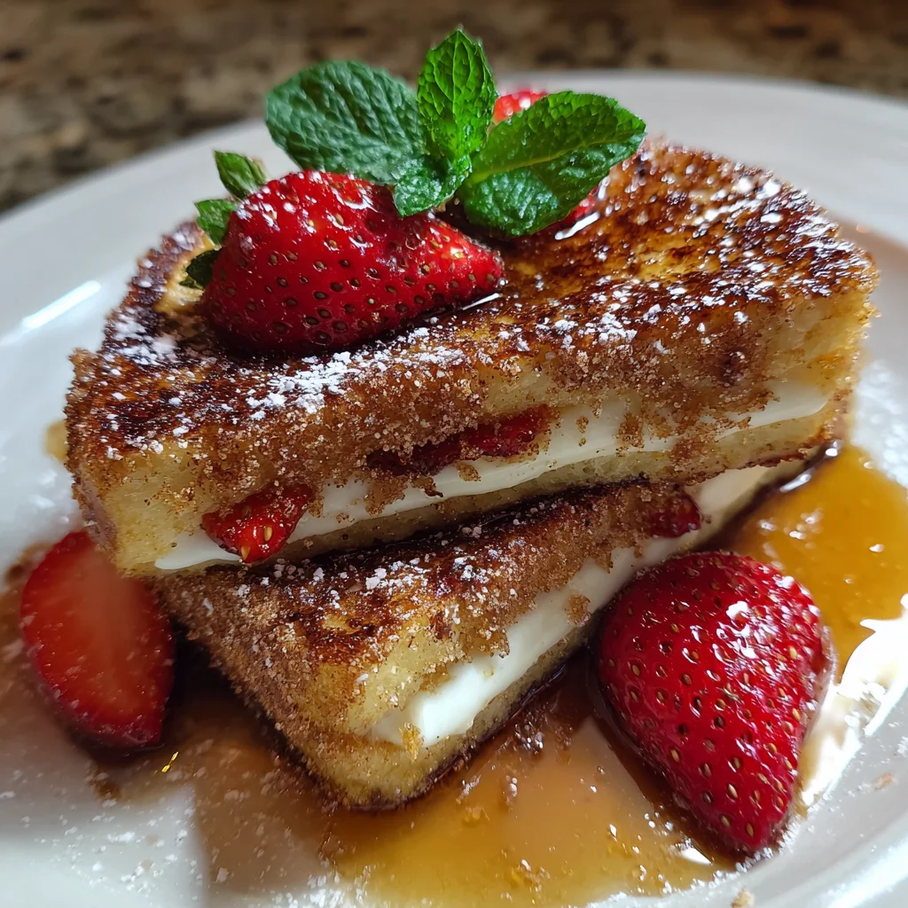 Cinnamon Sugar Churro Stuffed French Toast with Dulce de Leche Cream Filling