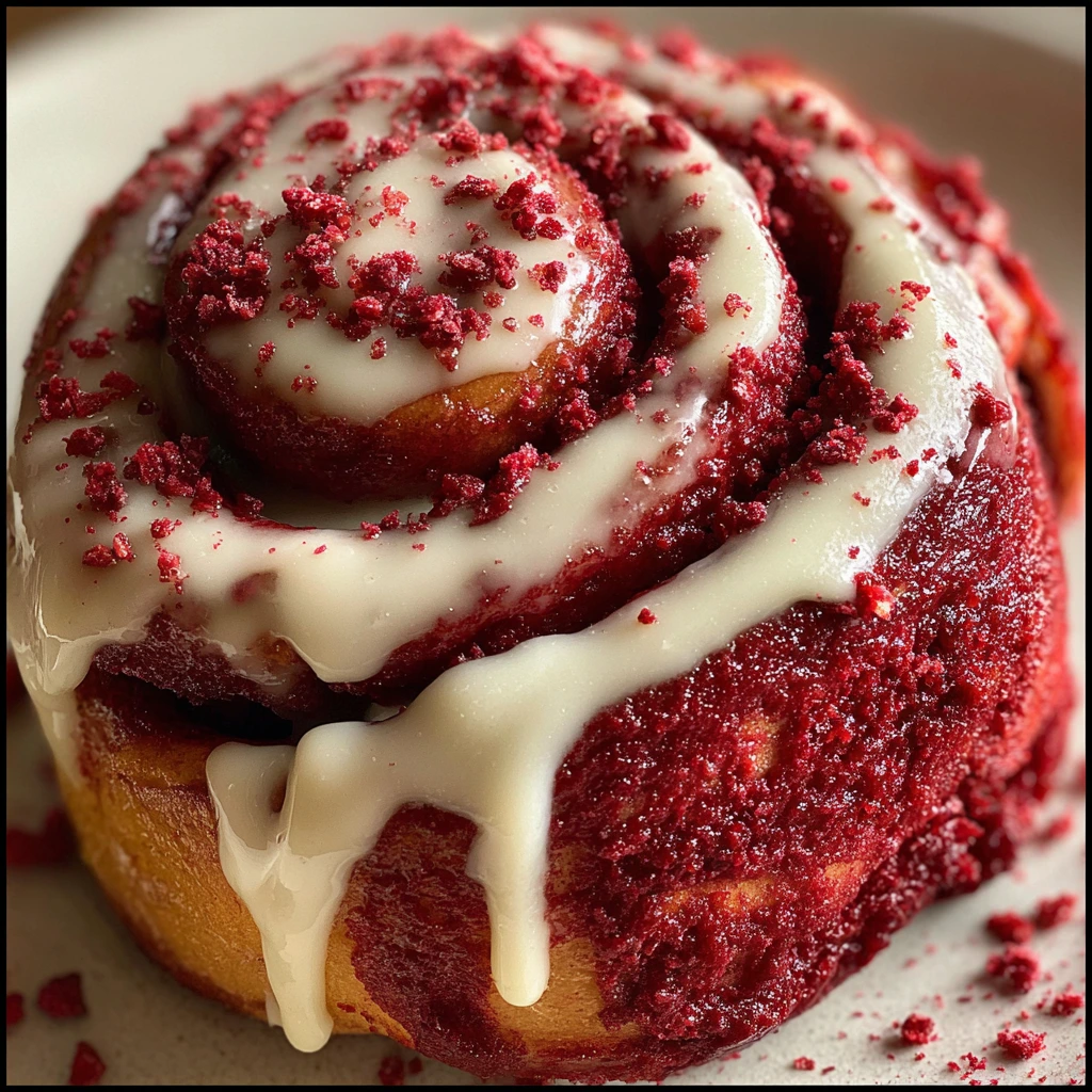 Decadent Cream Cheese Frosted Red Velvet Cinnamon Rolls with a Sweet Twist